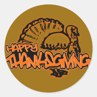 HAPPY THANKSGIVING DESIGN RONDE STICKER