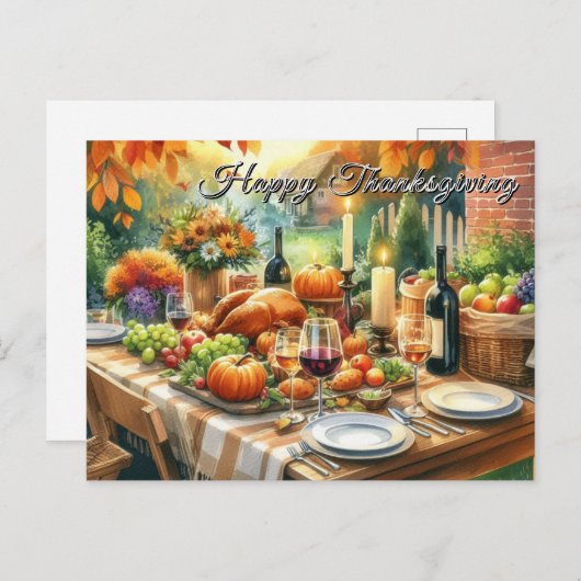 Happy Thanksgiving Dinner Feast Briefkaart (Voorkant / Achterkant)