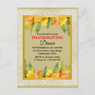 Happy Thanksgiving Dinner Kleurrijke Bladeren Feestdagenkaart