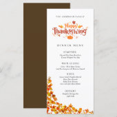 Happy Thanksgiving Dinner Menu (Voorkant / Achterkant)