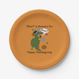 Happy Thanksgiving Dinosaur Roar Funny personalise Papieren Bordje