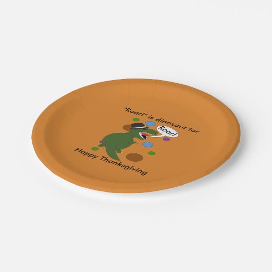 Happy Thanksgiving Dinosaur Roar Funny personalise Papieren Bordje (Gekanteld)