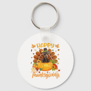 Happy Thanksgiving Doberman Dog Turkey Pumpkin Sleutelhanger