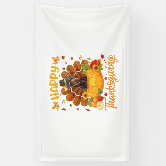 Happy Thanksgiving Doberman Dog Turkey Pumpkin Spandoek (Verticaal)