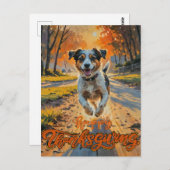 Happy Thanksgiving Dog Briefkaart (Voorkant / Achterkant)