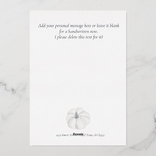 'Happy Thanksgiving', donkerblauwe echte Folie Hol Folie Feestdagenkaart (Achterkant)