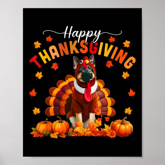 Happy Thanksgiving Duitse herder Cosplay Herfst Tu Poster (Voorkant)