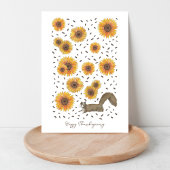 Happy Thanksgiving Eekhoorn met Zonnebloemen Kaart