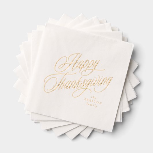 Happy Thanksgiving eenvoudig elegant script Folie Servetten (Insitu (Gestapeld))