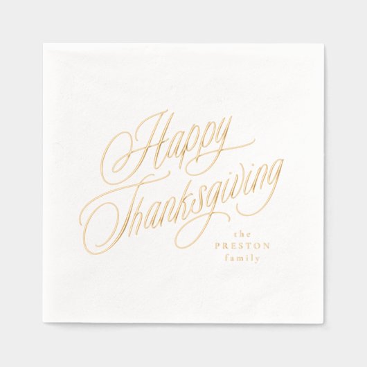 Happy Thanksgiving eenvoudig elegant script Folie Servetten (Voorkant)
