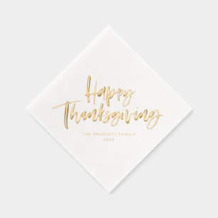 Happy Thanksgiving eenvoudig modern penseelscript Folie Servetten