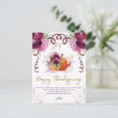 Happy Thanksgiving Elegant Autumn Bourgogne Briefkaart (Staand voorkant)