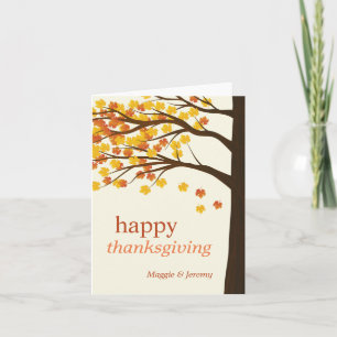 Happy Thanksgiving Elegant Autumn Tree Leaves Feestdagen Kaart