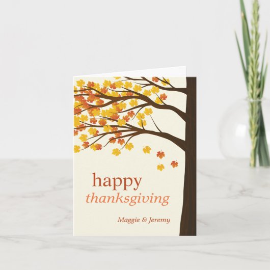 Happy Thanksgiving Elegant Autumn Tree Leaves Feestdagen Kaart (Voorkant)