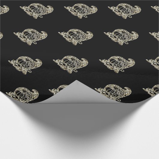 Happy Thanksgiving Elegant Black Gold Cornucopia Cadeaupapier (Hoek)