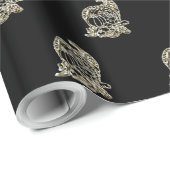 Happy Thanksgiving Elegant Black Gold Cornucopia Cadeaupapier (Rol Hoek)