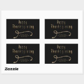 Happy Thanksgiving Elegant Black Gold Typografie Rechthoekige Sticker (Vel)