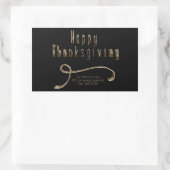 Happy Thanksgiving Elegant Black Gold Typografie Rechthoekige Sticker (Tas)