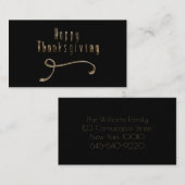 Happy Thanksgiving Elegant Black Gold Typografie Visitekaartje (Voorkant / Achterkant)