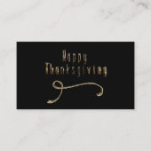 Happy Thanksgiving Elegant Black Gold Typografie Visitekaartje (Voorkant)