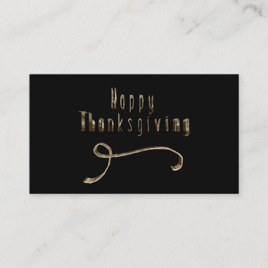 Happy Thanksgiving Elegant Black Gold Typografie Visitekaartje (Voorkant)