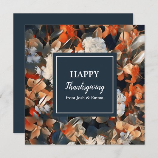 Happy Thanksgiving elegant bloemenherfstscript Feestdagenkaart (Voorkant / Achterkant)