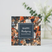 Happy Thanksgiving elegant bloemenherfstscript Feestdagenkaart (Staand voorkant)