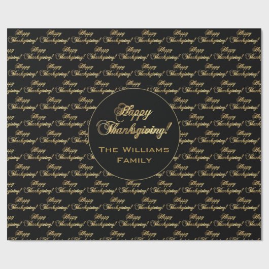 Happy Thanksgiving Elegant Faux Gold Foil script Cadeaupapier (Vlak)