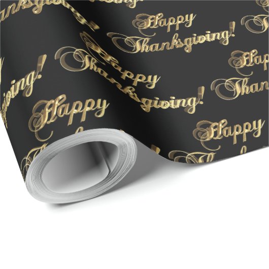 Happy Thanksgiving Elegant Faux Gold Foil script Cadeaupapier (Rol Hoek)