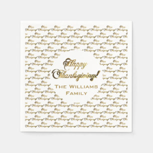 Happy Thanksgiving Elegant Faux Gold Foil script Servet