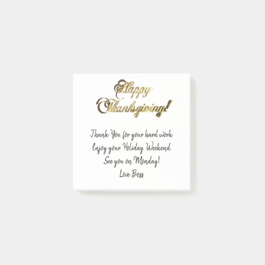 Happy Thanksgiving Elegant Faux Gold Foil-tekst Post-it® Notes (Voorkant)