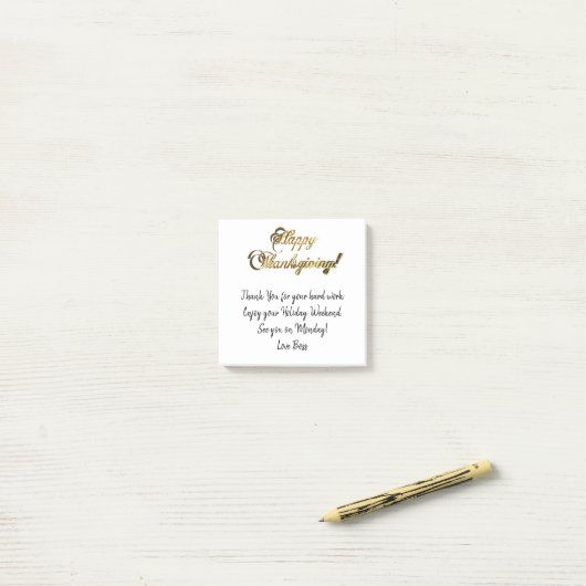 Happy Thanksgiving Elegant Faux Gold Foil-tekst Post-it® Notes (Op bureau)