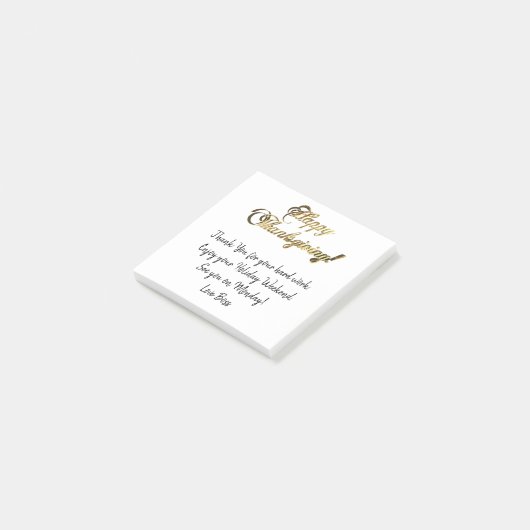 Happy Thanksgiving Elegant Faux Gold Foil-tekst Post-it® Notes (Schuin)