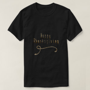 Happy Thanksgiving Elegant Gold Kijk Typografie T-shirt