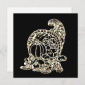 Happy Thanksgiving Elegant Golden Cornucopia Feestdagenkaart (Voorkant / Achterkant)