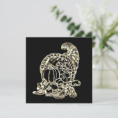 Happy Thanksgiving Elegant Golden Cornucopia Feestdagenkaart (Staand voorkant)