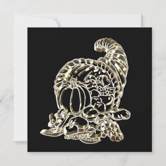 Happy Thanksgiving Elegant Golden Cornucopia Feestdagenkaart (Voorkant)