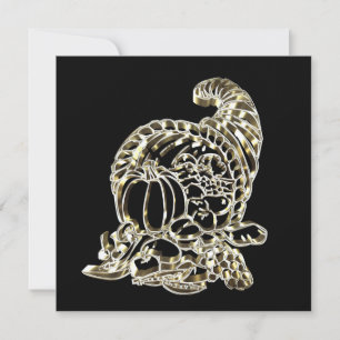 Happy Thanksgiving Elegant Golden Cornucopia Feestdagenkaart