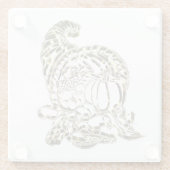 Happy Thanksgiving Elegant Golden Cornucopia Glazen Onderzetter (Achterkant)