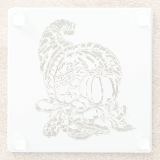 Happy Thanksgiving Elegant Golden Cornucopia Glazen Onderzetter (Achterkant)