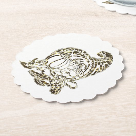 Happy Thanksgiving Elegant Golden Cornucopia Kartonnen Onderzetters (Gekanteld)