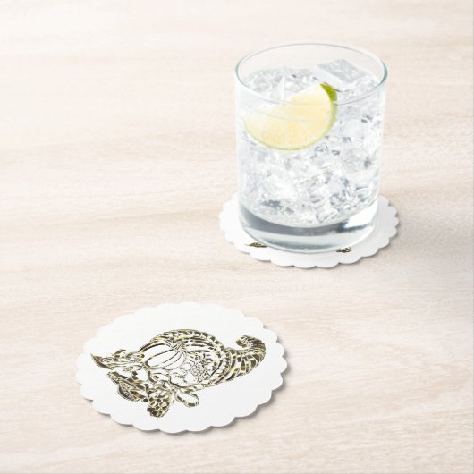 Happy Thanksgiving Elegant Golden Cornucopia Kartonnen Onderzetters (Insitu)