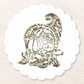 Happy Thanksgiving Elegant Golden Cornucopia Kartonnen Onderzetters (Voorkant)