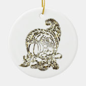 Happy Thanksgiving Elegant Golden Cornucopia Keramisch Ornament (Voorkant)