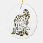 Happy Thanksgiving Elegant Golden Cornucopia Keramisch Ornament (Links)