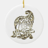 Happy Thanksgiving Elegant Golden Cornucopia Keramisch Ornament (Achterkant)