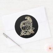Happy Thanksgiving Elegant Golden Cornucopia Ronde Sticker (Envelop)
