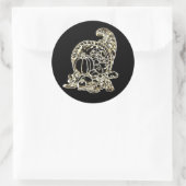 Happy Thanksgiving Elegant Golden Cornucopia Ronde Sticker (Tas)