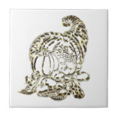 Happy Thanksgiving Elegant Golden Cornucopia Tegeltje (Voorkant)