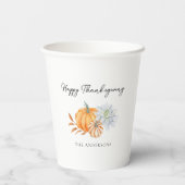 Happy Thanksgiving Elegant Pompoen Herfst Papieren Bekers (Achterkant)